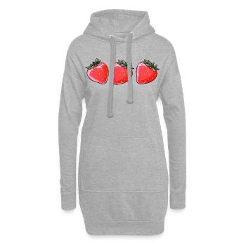 De jolies fraises - Sweat-shirt à capuche long Femme - gris chiné - Devant