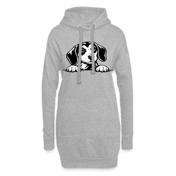 Portrait du teckel à la patte - Sweat-shirt à capuche long Femme - gris chiné - Devant