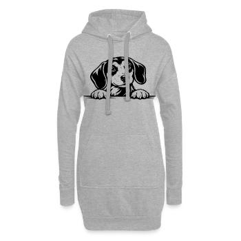 Portrait du teckel à la patte - Sweat-shirt à capuche long Femme - gris chiné - Devant