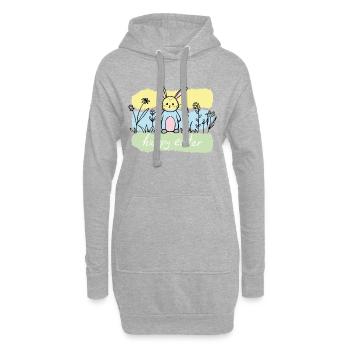 Un lapin pastel dans le champ de printemps - Sweat-shirt à capuche long Femme - gris chiné - Devant