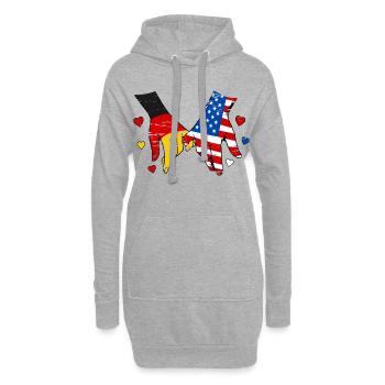 Drapeau allemand des États-Unis se tenant la main utilisé - Sweat-shirt à capuche long Femme - gris chiné - Devant