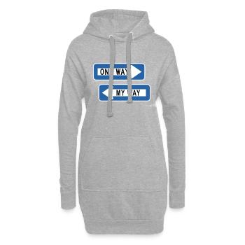 Einweg- vs. Meinweg-Zeichenduo - Hoodie-Kleid - Grau meliert - Vorne