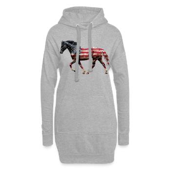 Pferd USA Flagge - Hoodie-Kleid - Grau meliert - Vorne