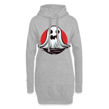 Kawaii Geist im Mondschein - Hoodie-Kleid - Grau meliert - Vorne