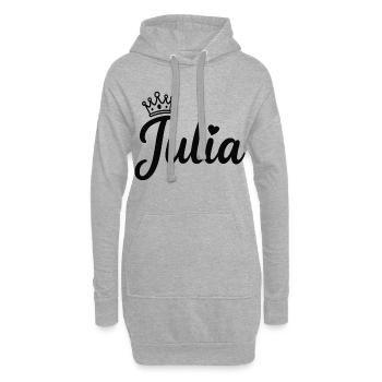Julia Name Krone Herz Kalligraphie personalisiert - Hoodie-Kleid - Grau meliert - Vorne