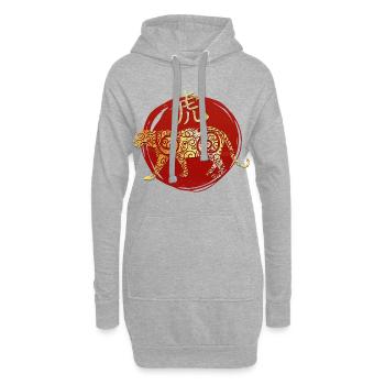 Tiger Chinesisches Tierkreiszeichen Horoskop - Hoodie-Kleid - Grau meliert - Vorne