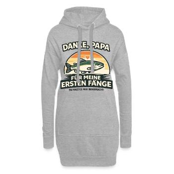 Danke, Papa für meine ersten Fänge Retro - Hoodie-Kleid - Grau meliert - Vorne