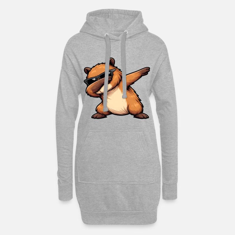 Dabbing Capybara - Hoodie-Kleid - Grau meliert