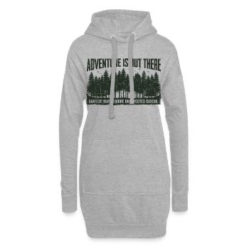 Adventure is out there – Cardio Humor Spruch - Hoodie-Kleid - Grau meliert - Vorne