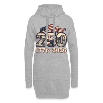 USA 250 Jahre Jubiläum 1776-2026 - Hoodie-Kleid - Grau meliert - Vorne