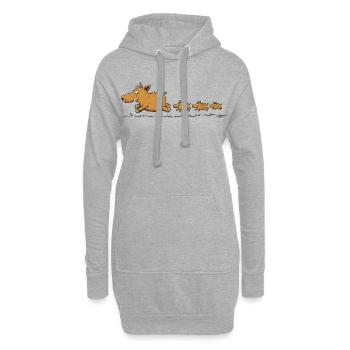 Wildschwein Mit Frischlingen Waltier Forst Jäger - Hoodie-Kleid - Grau meliert - Vorne