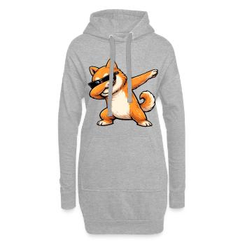Dabbing Shiba Inu - Hoodie Dress - heather grey - Front