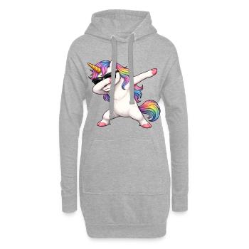 Dabbing Einhorn - Hoodie-Kleid - Grau meliert - Vorne