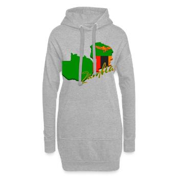 Karte mit Sambia-Flagge, ich liebe Sambia - Hoodie-Kleid - Grau meliert - Vorne