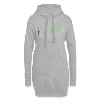 Père et fils battement de coeur cadeau papa fils - Sweat-shirt à capuche long Femme - gris chiné - Devant