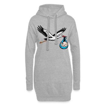 Cigogne volante avec bébé Peace Blue - Sweat-shirt à capuche long Femme - gris chiné - Devant
