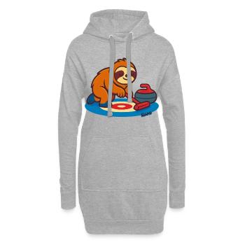 Paresseux curling sur balai - Sweat-shirt à capuche long Femme - gris chiné - Devant