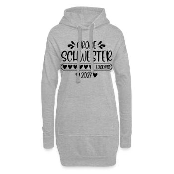 Große Schwester 2027 loading - Hoodie-Kleid - Grau meliert - Vorne