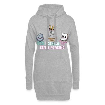Niedlich: Nichts schlägt Buch lesen, Schere, Stein, Papier, Schere, - Hoodie-Kleid - Grau meliert - Vorne