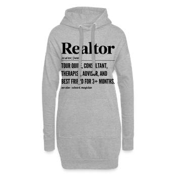 Définition Humour Agent Immobilier - Realtor - Sweat-shirt à capuche long Femme - gris chiné - Devant