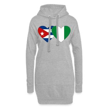 Drapeau du Nigeria Drapeau du cœur du Cuba - Sweat-shirt à capuche long Femme - gris chiné - Devant