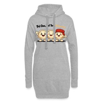 Pel One, Pel Two, Pelmany – Pelmeni Freunde - Hoodie-Kleid - Grau meliert - Vorne