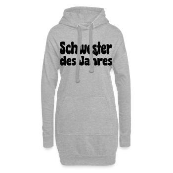 Schwester des Jahres Herz - Hoodie-Kleid - Grau meliert - Vorne