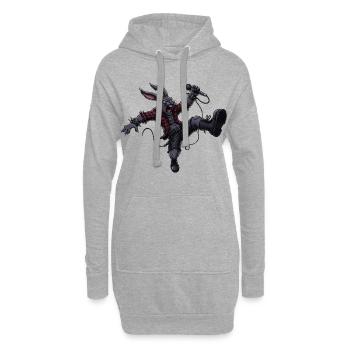Heavy Metal Osterhase Rocker Ostern Hardcore Hase - Hoodie-Kleid - Grau meliert - Vorne