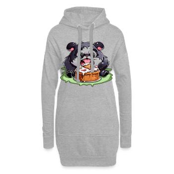 Carlin au gâteau Dessin animé - Sweat-shirt à capuche long Femme - gris chiné - Devant