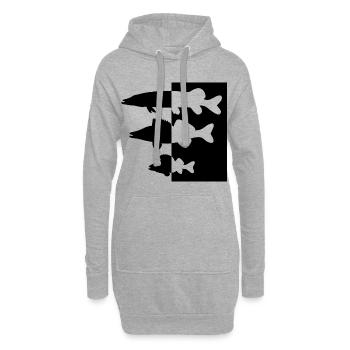 Hecht-Zander-Barsch - Hoodie-Kleid - Grau meliert - Vorne