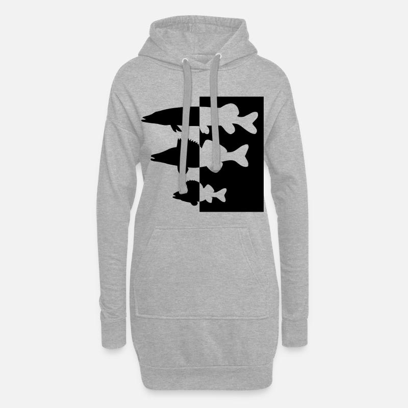 Hecht-Zander-Barsch - Hoodie-Kleid - Grau meliert