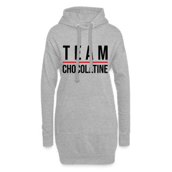 Team chocolatine - Sweat-shirt à capuche long Femme - gris chiné - Devant