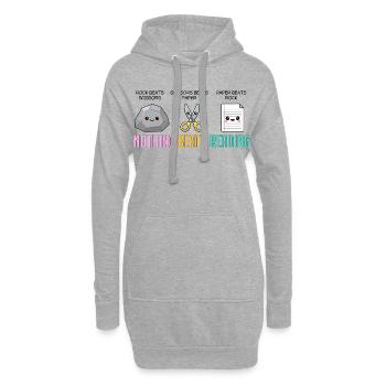Nothing Beats Reading Book Rock Paper Scissor Cute - Hoodie Dress - heather grey - Front