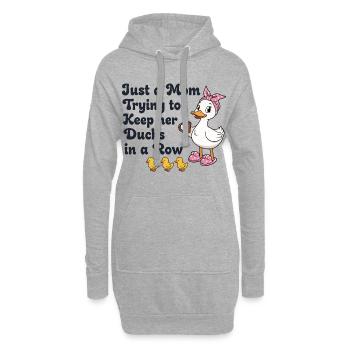 Mama versucht ihre Enten in Reihe zu halten - Hoodie-Kleid - Grau meliert - Vorne