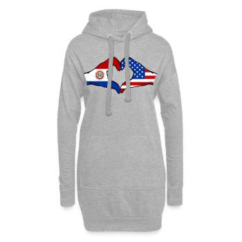 Cœur du drapeau du Paraguay des États-Unis - Sweat-shirt à capuche long Femme - gris chiné - Devant