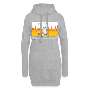 Hund im Chaosfeuer - Hoodie-Kleid - Grau meliert - Vorne