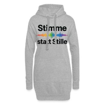 Stimme statt Stille Regenbogen Motiv - Hoodie-Kleid - Grau meliert - Vorne