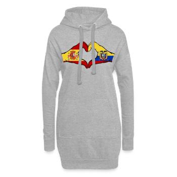 Spanien Ecuador Flagge Herz - Hoodie-Kleid - Grau meliert - Vorne