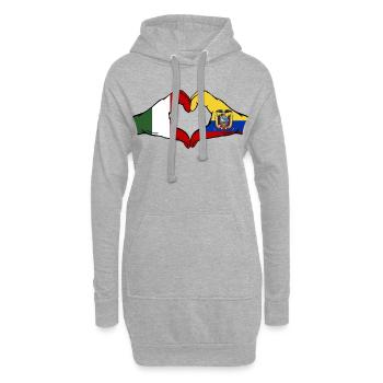 Cœur du drapeau de l’Italie de l’Équateur - Sweat-shirt à capuche long Femme - gris chiné - Devant