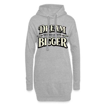 Dream Bigger Eleganter Motivationsspruch - Hoodie-Kleid - Grau meliert - Vorne