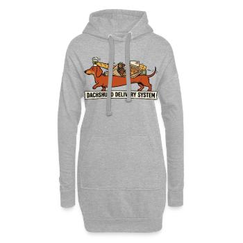 Dackel-Liefersystem – Funny Dog Design - Hoodie-Kleid - Grau meliert - Vorne