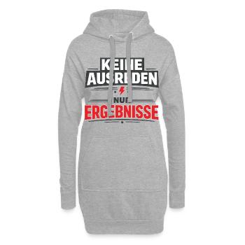 Keine Ausreden nur Ergebnisse Motivationsspruch - Hoodie-Kleid - Grau meliert - Vorne