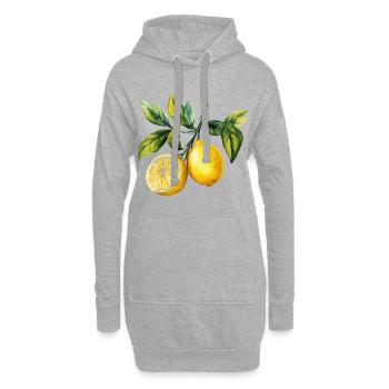 Zitronen Zitrus Zitrusfrucht Frucht Aquarell - Hoodie-Kleid - Grau meliert - Vorne