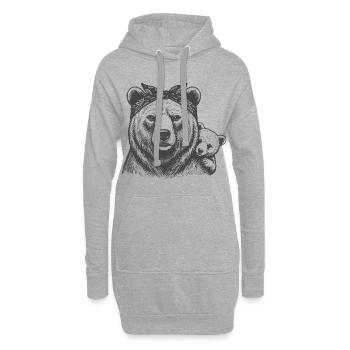 Maman Ours avec l’Enfant - Sweat-shirt à capuche long Femme - gris chiné - Devant