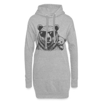 Bären Papa mit Baby - Hoodie-Kleid - Grau meliert - Vorne