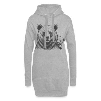 Bären Papa und Baby - Hoodie-Kleid - Grau meliert - Vorne