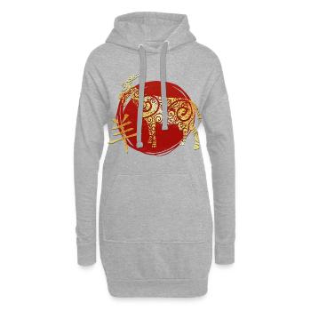 Ziege Chinesisches Tierkreiszeichen Horoskop - Hoodie-Kleid - Grau meliert - Vorne