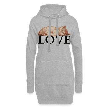 Sleeping Cat LOVE – Cozy Katzenliebe - Sweat-shirt à capuche long Femme - gris chiné - Devant