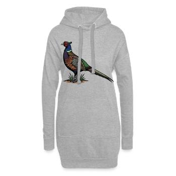 Ringhalsfasanen-Wildnatur - Hoodie-Kleid - Grau meliert - Vorne