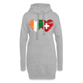 Côte d’Ivoire Drapeaux suisses Cœur utilisé - Sweat-shirt à capuche long Femme - gris chiné - Devant